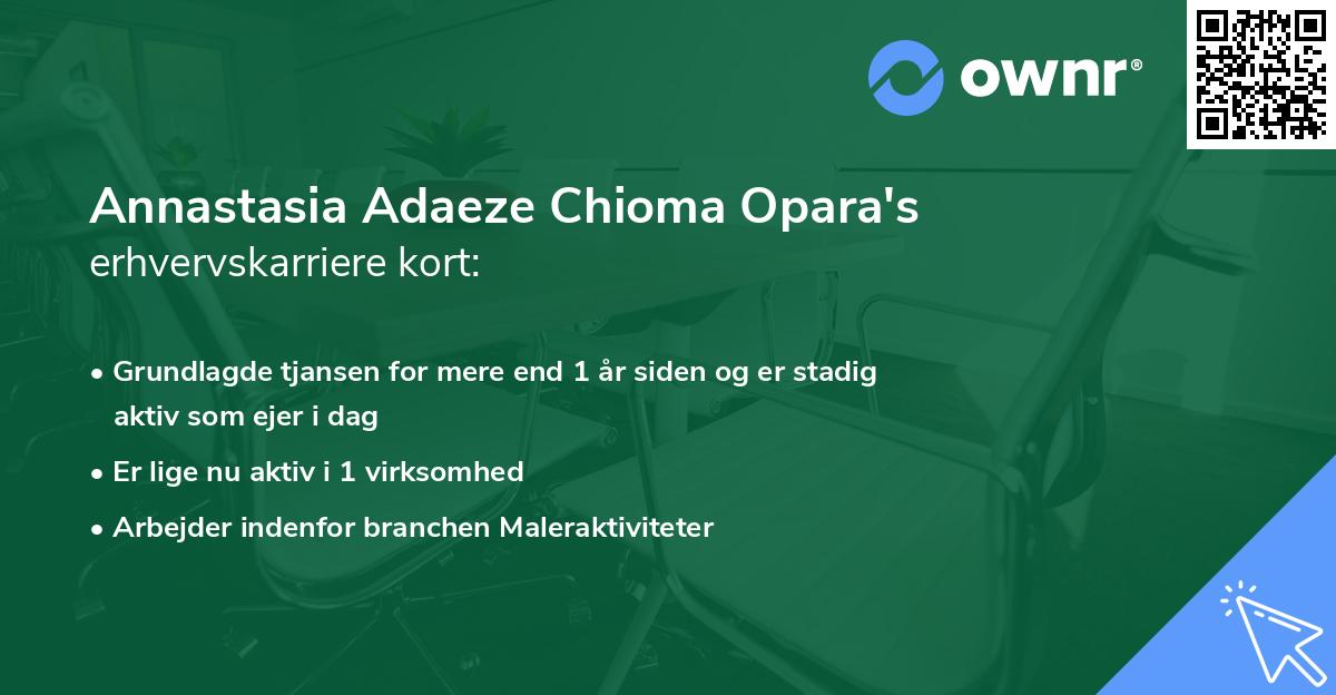 Annastasia Adaeze Chioma Opara's erhvervskarriere kort