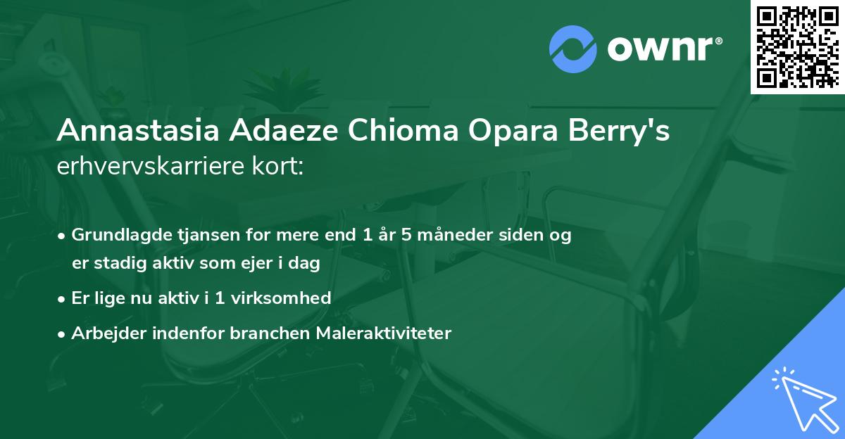 Annastasia Adaeze Chioma Opara Berry's erhvervskarriere kort