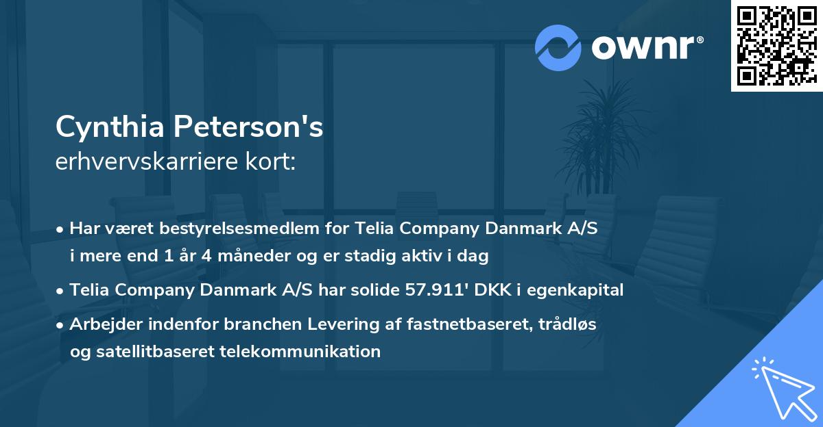 Cynthia Peterson's erhvervskarriere kort