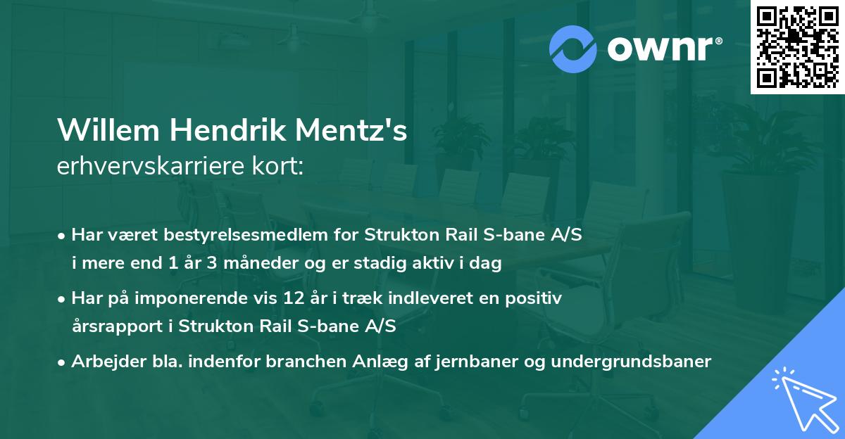 Willem Hendrik Mentz's erhvervskarriere kort