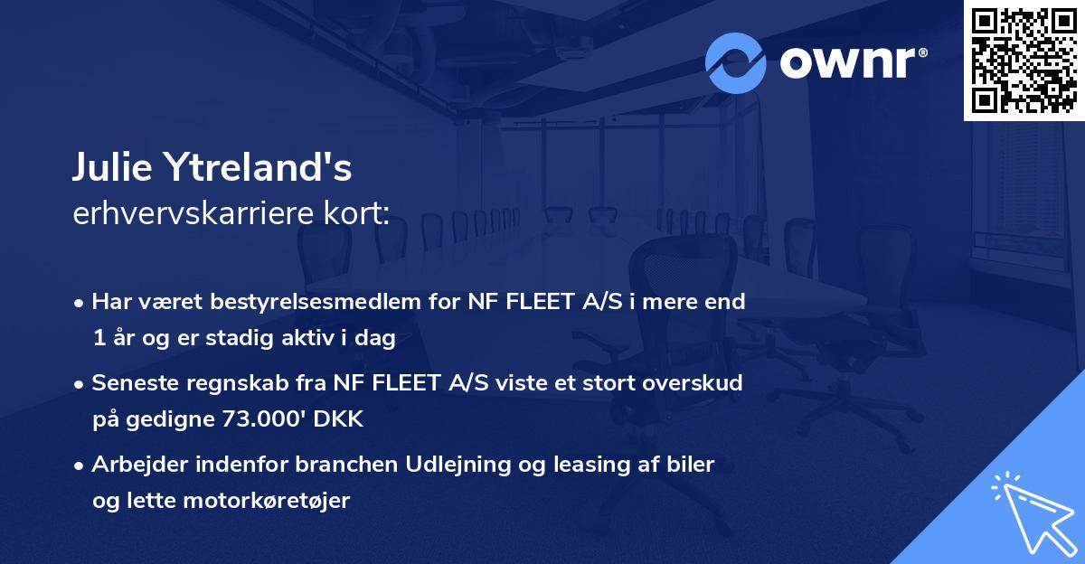 Julie Ytreland's erhvervskarriere kort