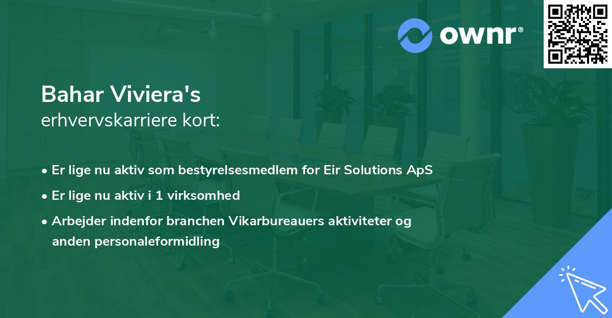Bahar Viviera's erhvervskarriere kort