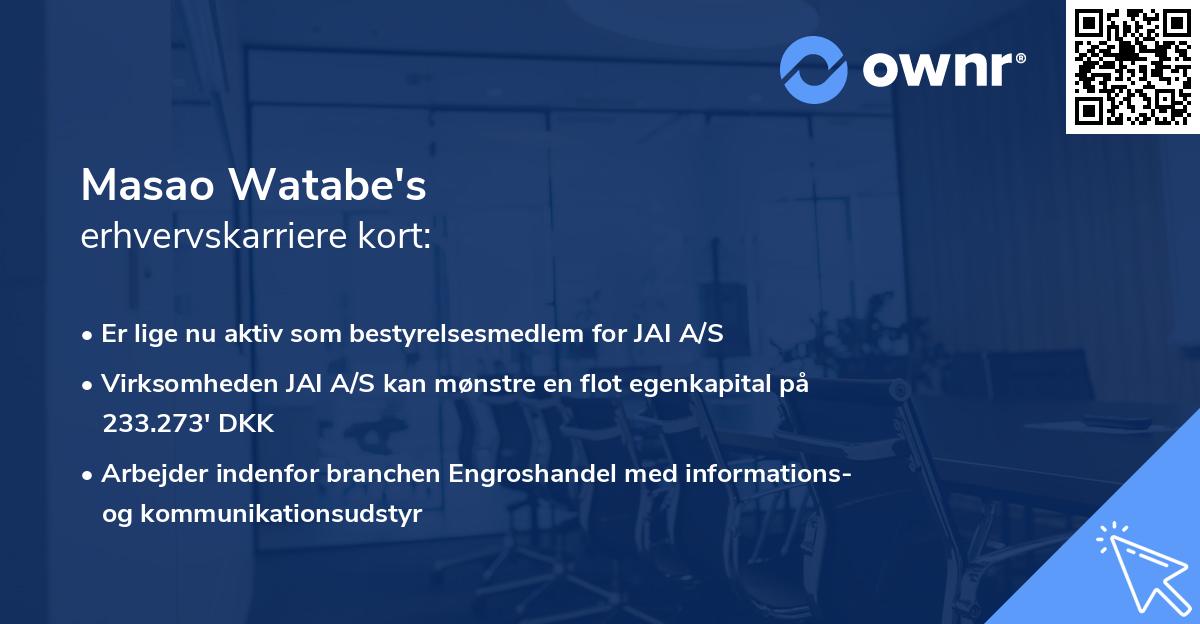 Masao Watabe's erhvervskarriere kort