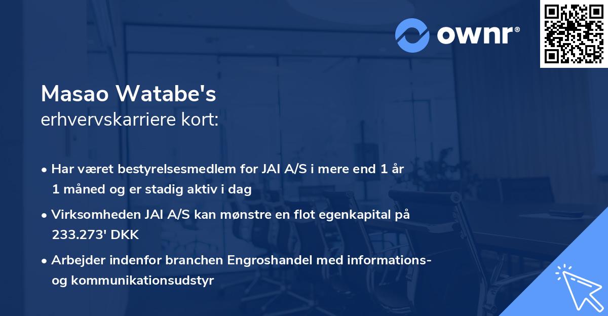 Masao Watabe's erhvervskarriere kort