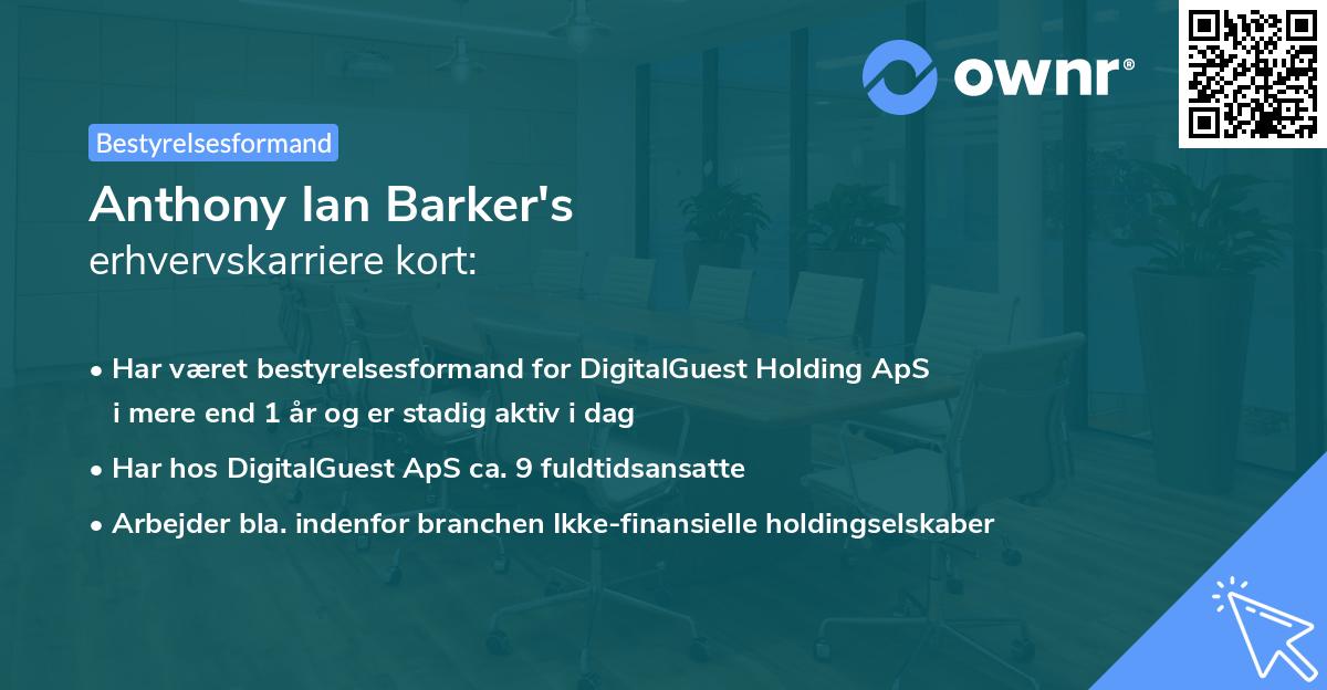 Anthony Ian Barker's erhvervskarriere kort