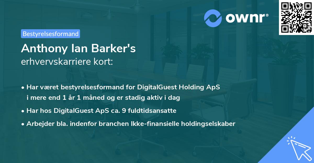 Anthony Ian Barker's erhvervskarriere kort