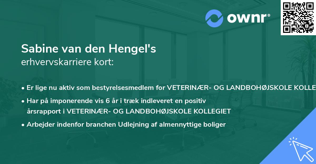 Sabine van den Hengel's erhvervskarriere kort