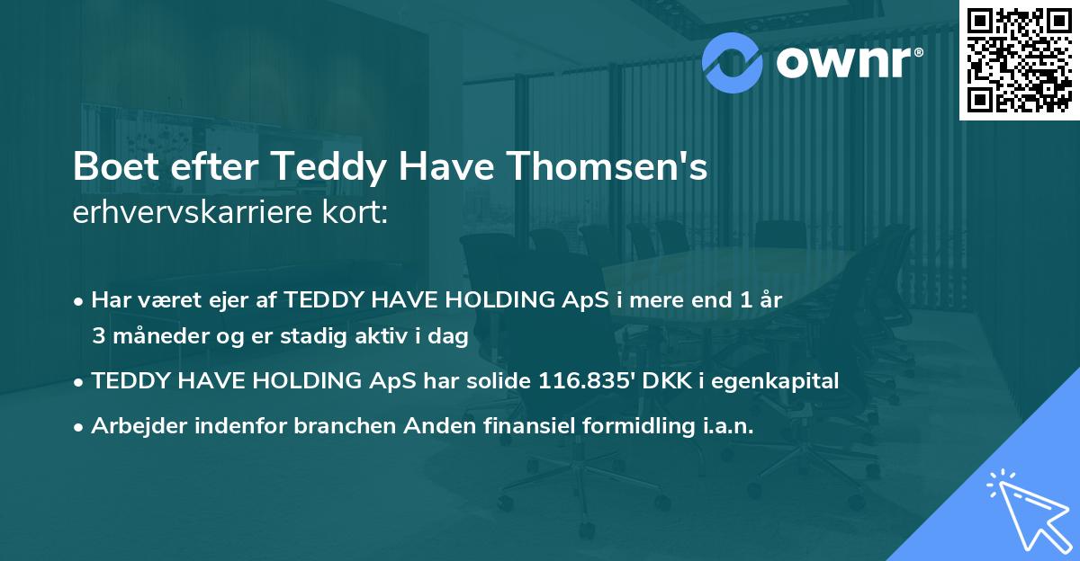 Boet efter Teddy Have Thomsen's erhvervskarriere kort