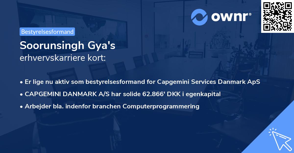 Soorunsingh Gya's erhvervskarriere kort