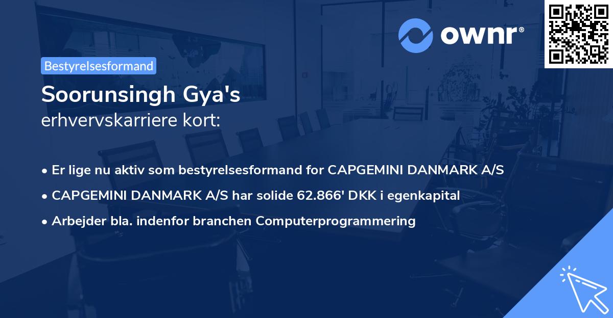 Soorunsingh Gya's erhvervskarriere kort