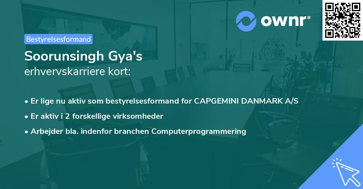 Soorunsingh Gya's erhvervskarriere kort