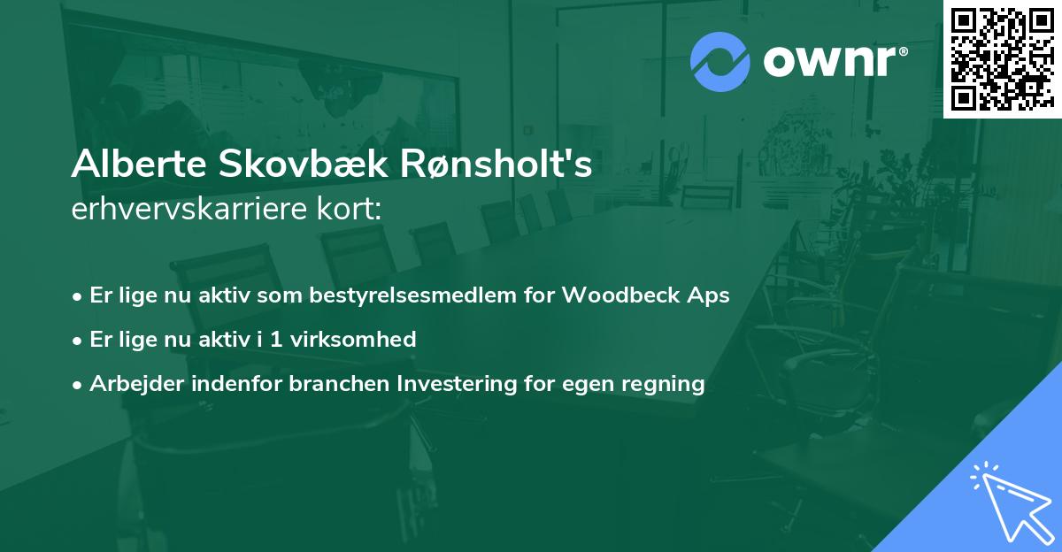 Alberte Skovbæk Rønsholt's erhvervskarriere kort