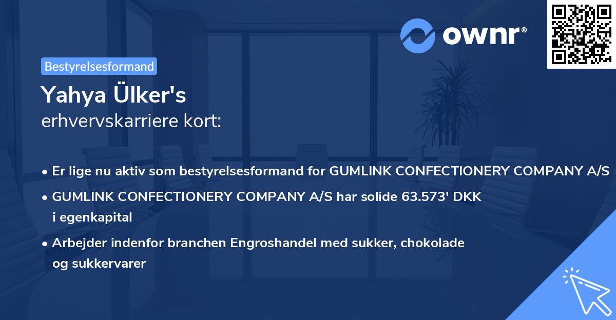 Yahya Ülker's erhvervskarriere kort