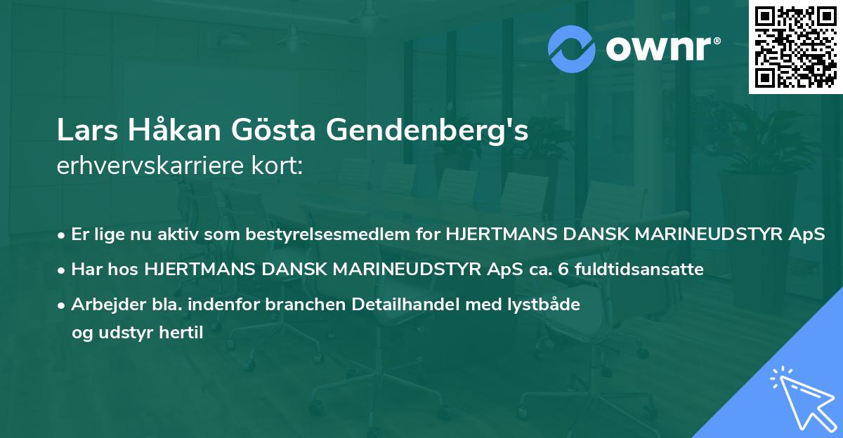 Lars Håkan Gösta Gendenberg's erhvervskarriere kort