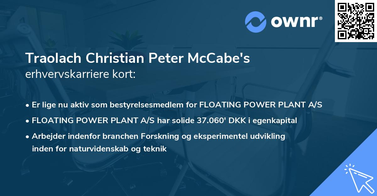 Traolach Christian Peter McCabe's erhvervskarriere kort