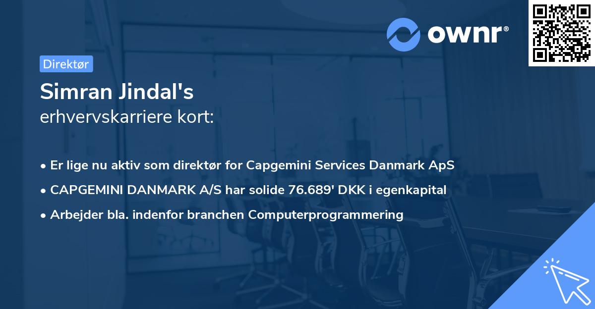 Simran Jindal's erhvervskarriere kort