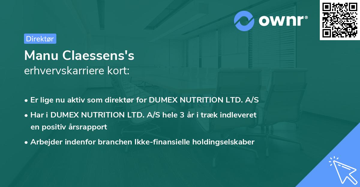 Manu Claessens's erhvervskarriere kort