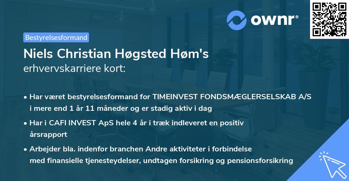 Niels Christian Høgsted Høm's erhvervskarriere kort
