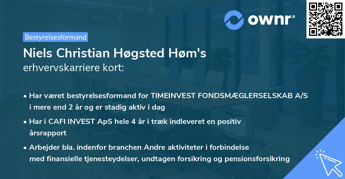 Niels Christian Høgsted Høm's erhvervskarriere kort