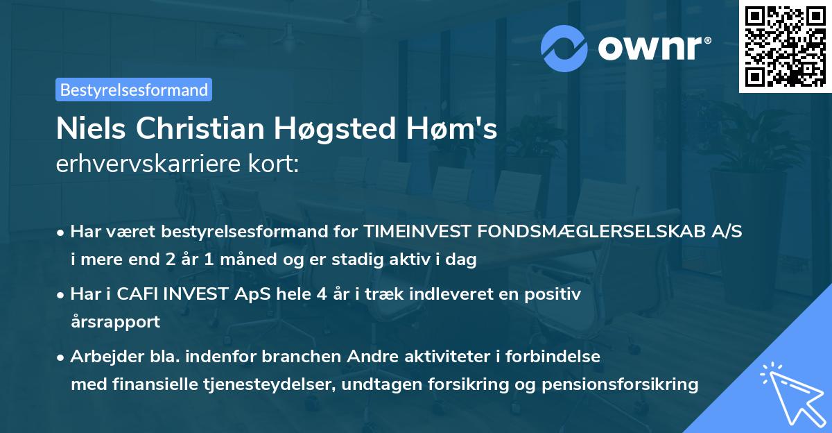 Niels Christian Høgsted Høm's erhvervskarriere kort