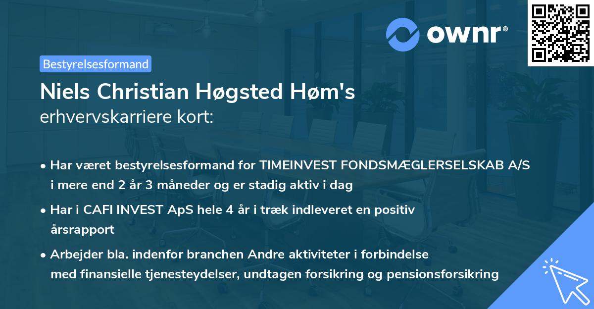Niels Christian Høgsted Høm's erhvervskarriere kort