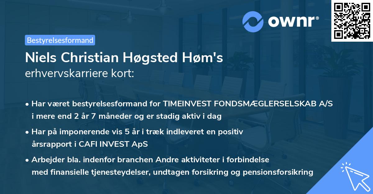 Niels Christian Høgsted Høm's erhvervskarriere kort