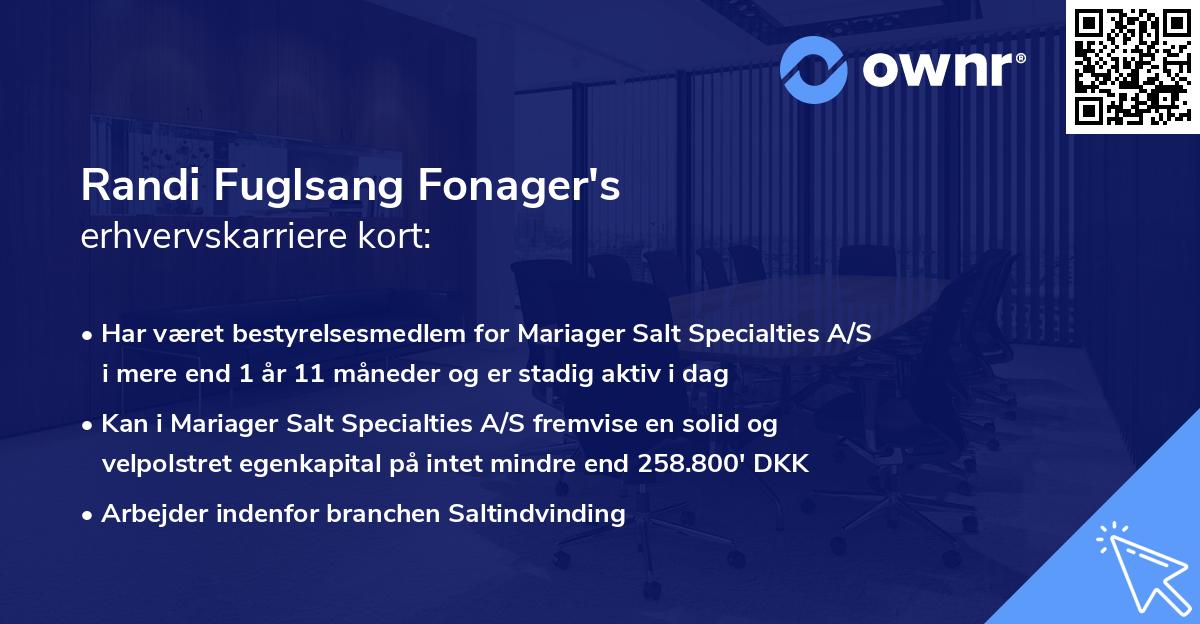 Randi Fuglsang Fonager's erhvervskarriere kort