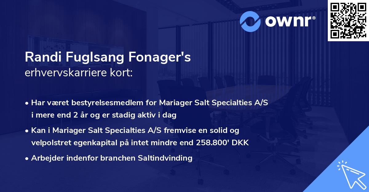 Randi Fuglsang Fonager's erhvervskarriere kort