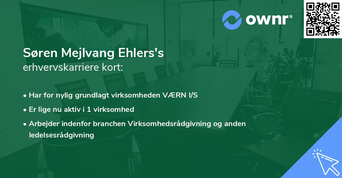 Søren Mejlvang Ehlers's erhvervskarriere kort