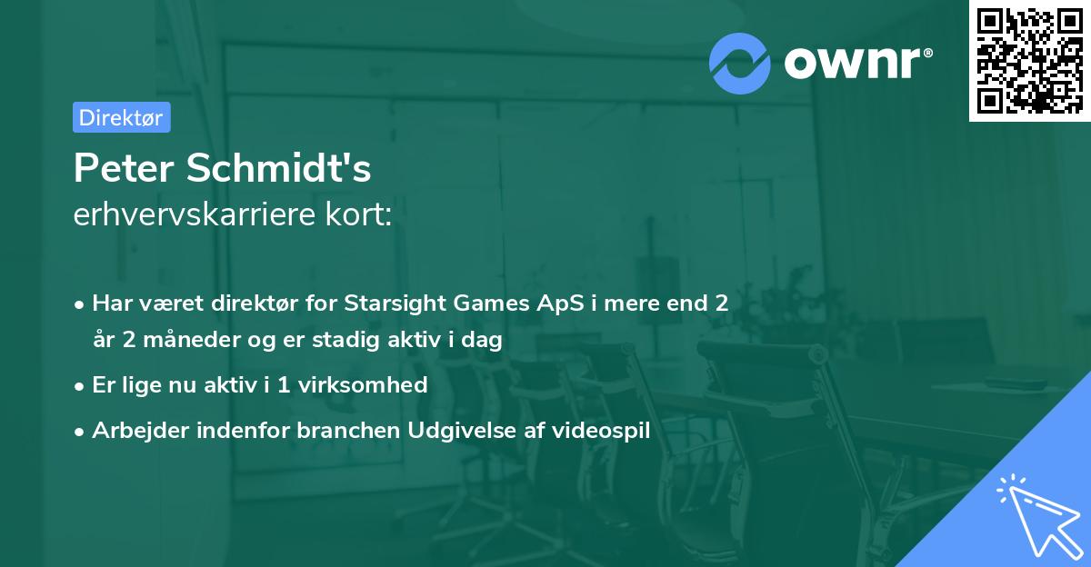 Peter Schmidt's erhvervskarriere kort