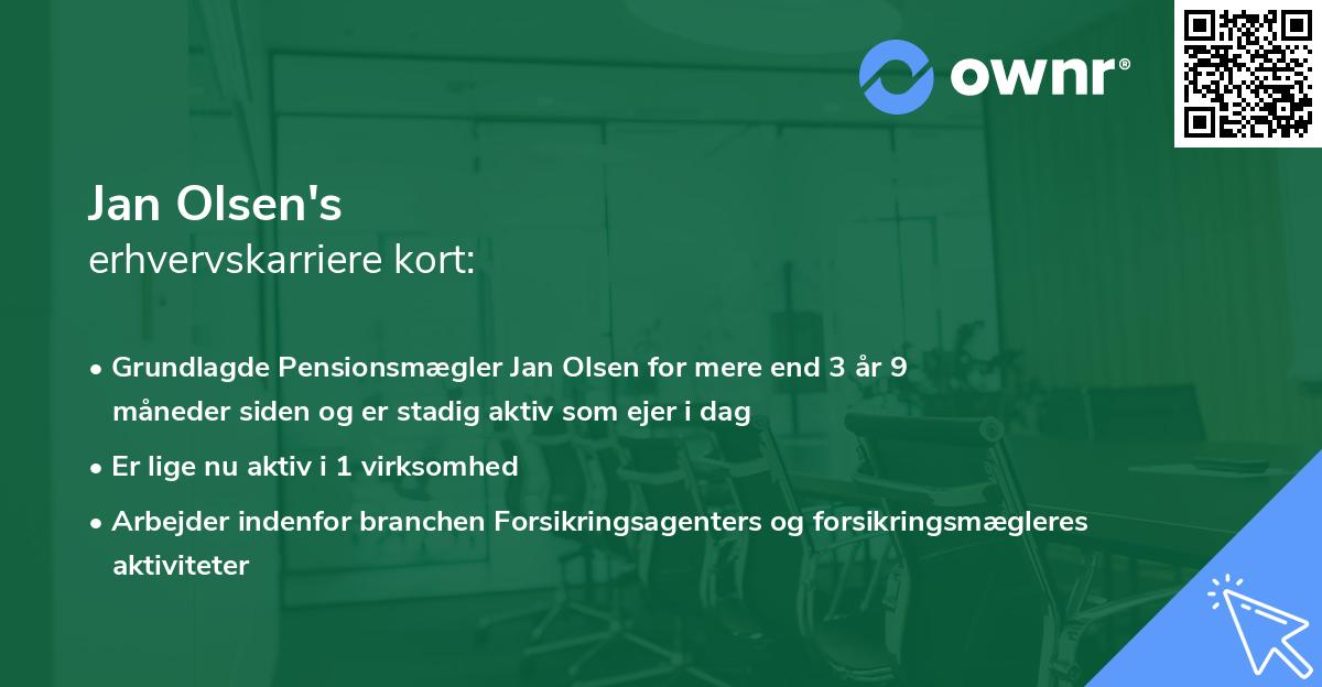 Jan Olsen's erhvervskarriere kort