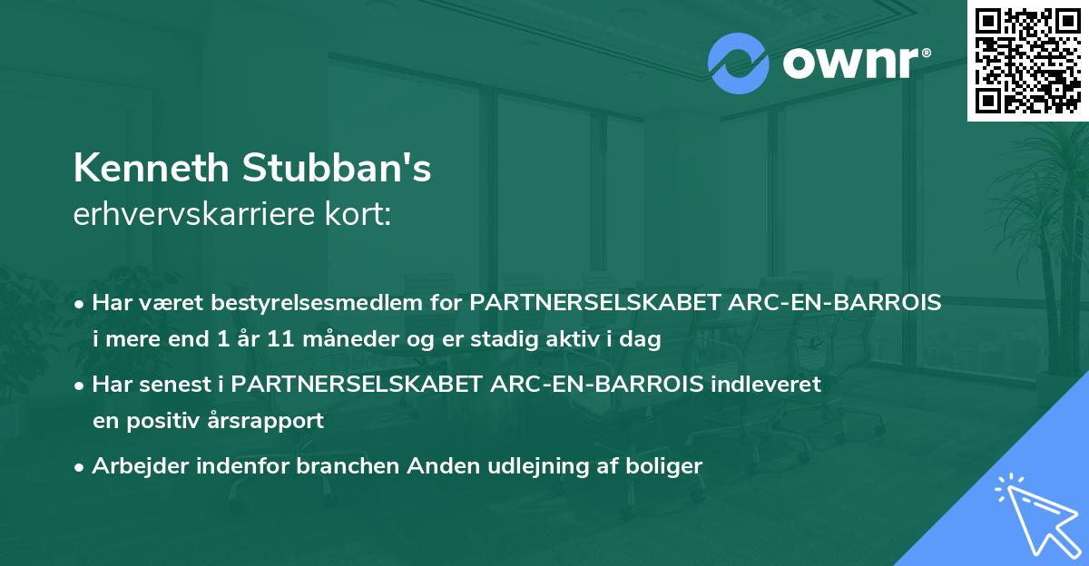 Kenneth Stubban's erhvervskarriere kort