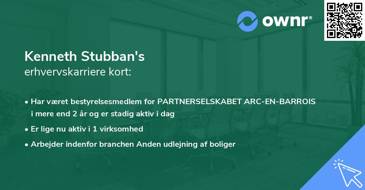 Kenneth Stubban's erhvervskarriere kort