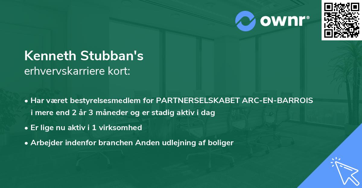 Kenneth Stubban's erhvervskarriere kort