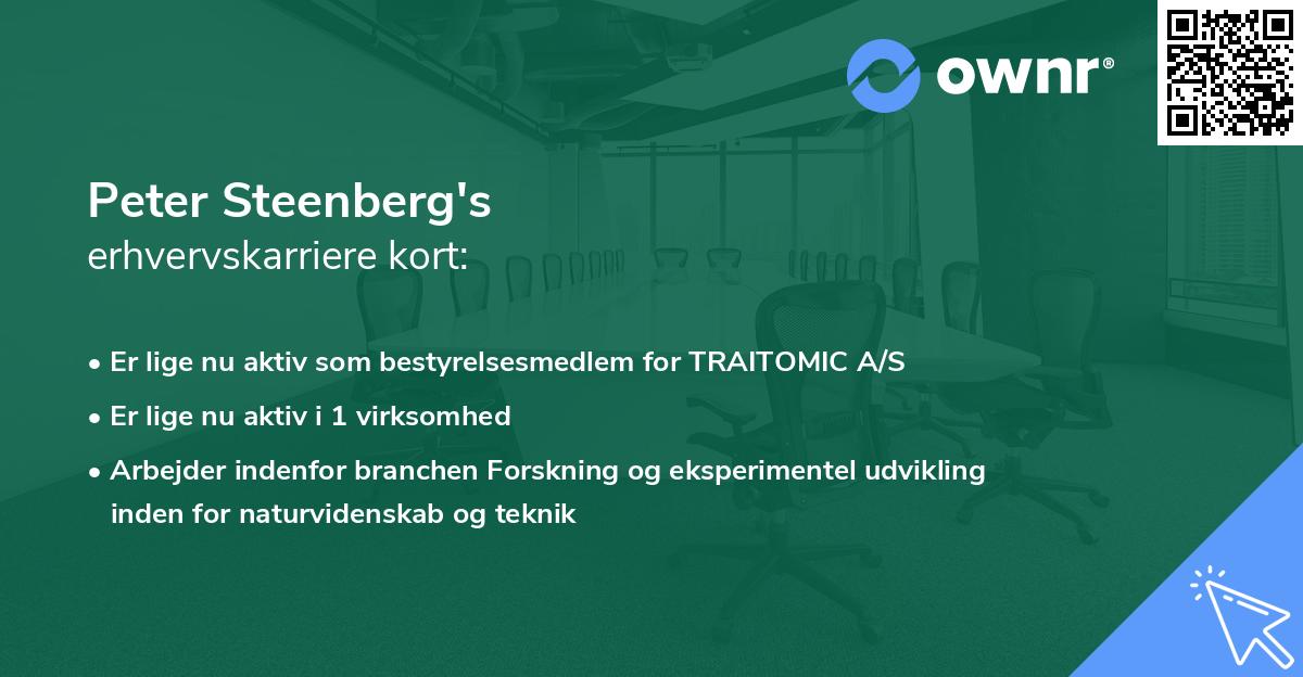 Peter Steenberg's erhvervskarriere kort