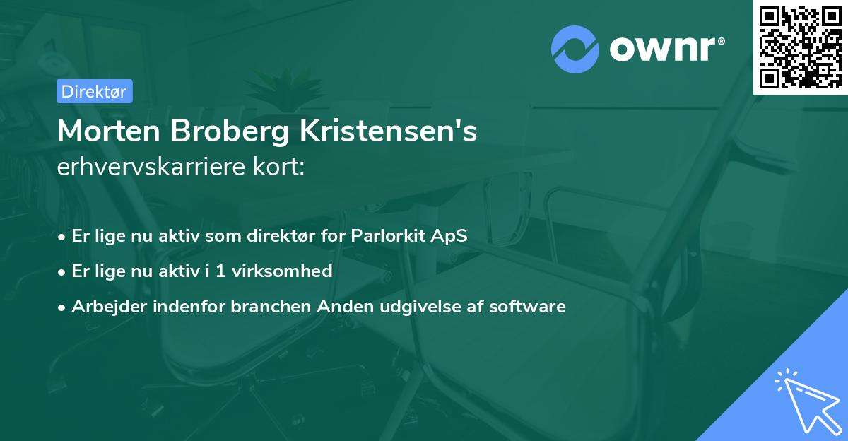 Morten Broberg Kristensen's erhvervskarriere kort