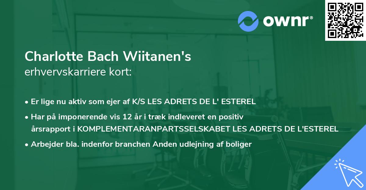 Charlotte Bach Wiitanen's erhvervskarriere kort