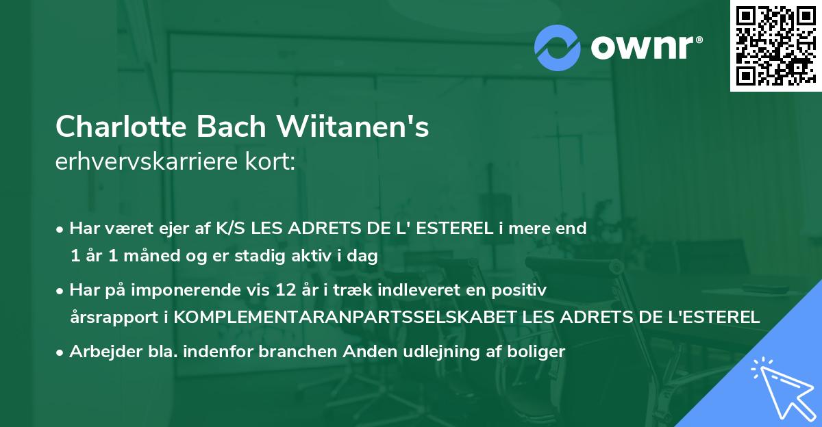 Charlotte Bach Wiitanen's erhvervskarriere kort