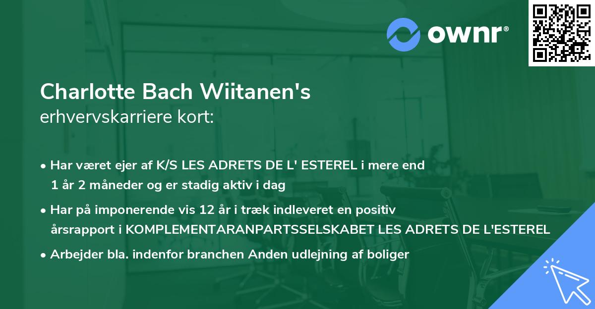Charlotte Bach Wiitanen's erhvervskarriere kort