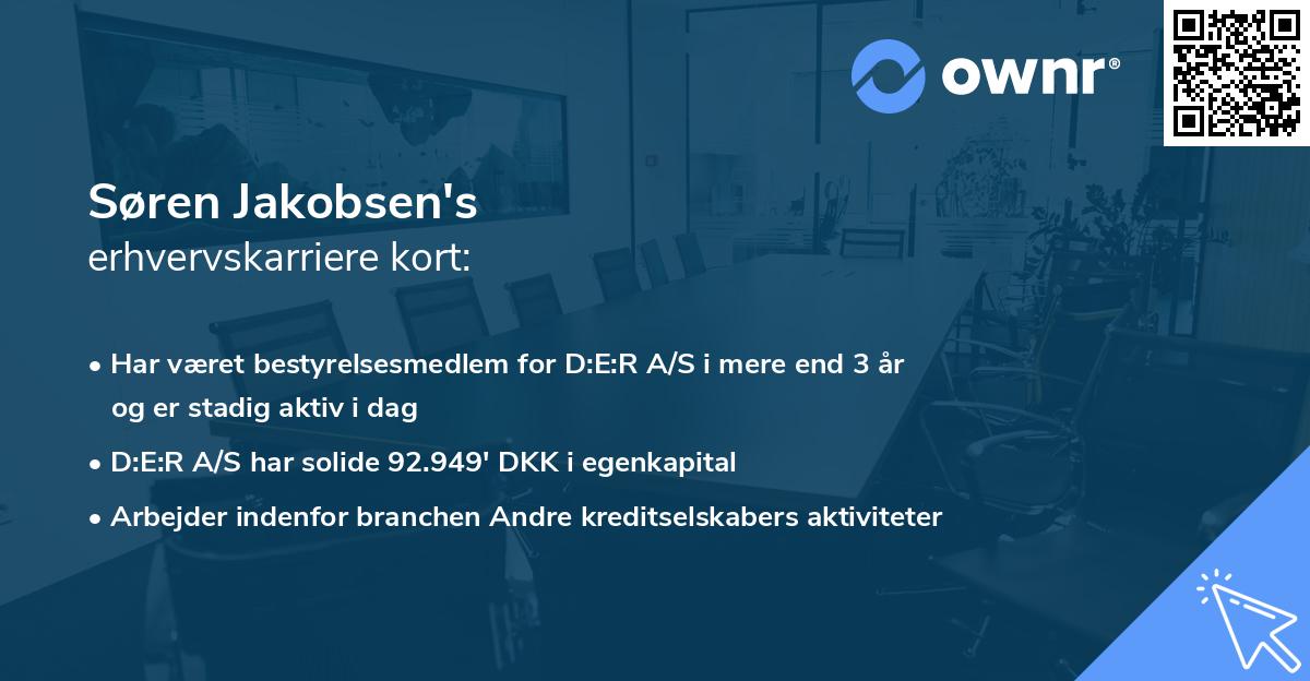 Søren Jakobsen's erhvervskarriere kort