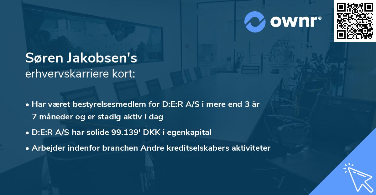 Søren Jakobsen's erhvervskarriere kort