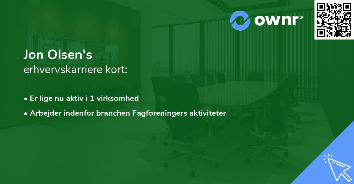 Jon Olsen's erhvervskarriere kort