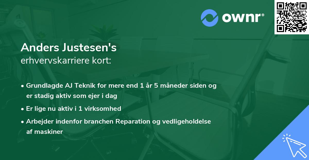 Anders Justesen's erhvervskarriere kort