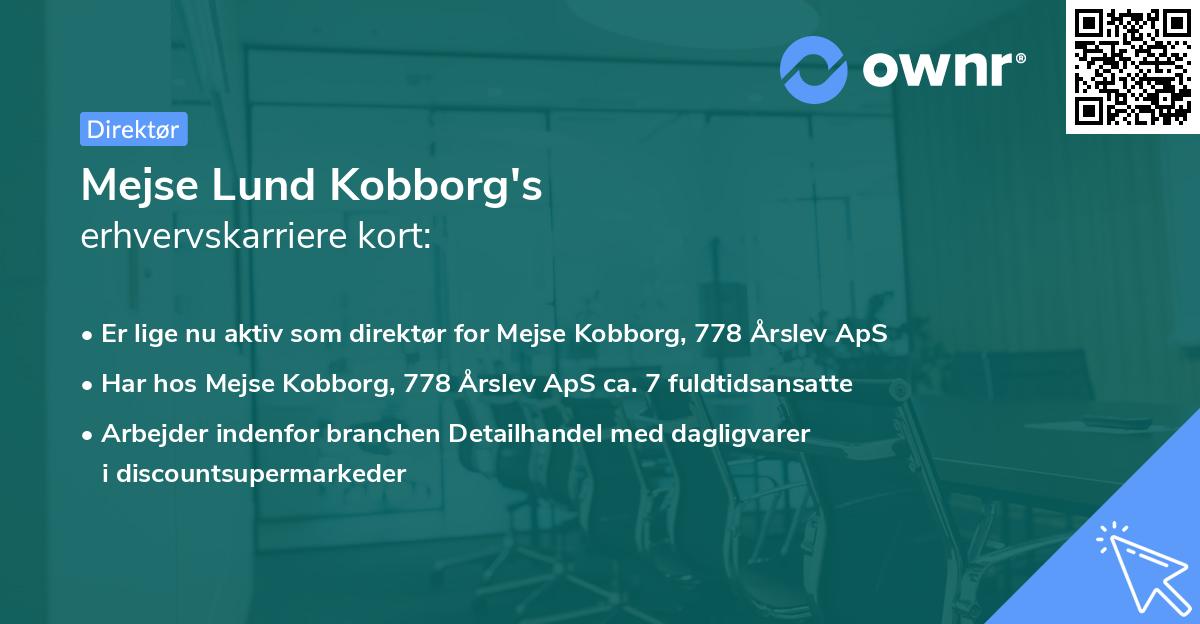 Mejse Lund Kobborg's erhvervskarriere kort