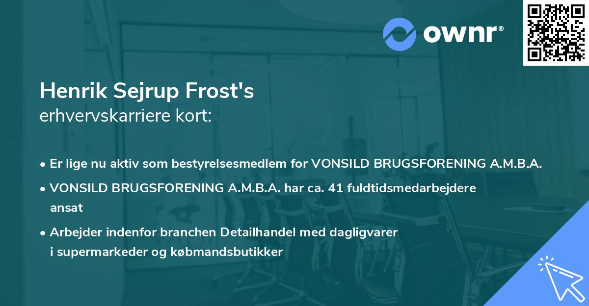 Henrik Sejrup Frost's erhvervskarriere kort