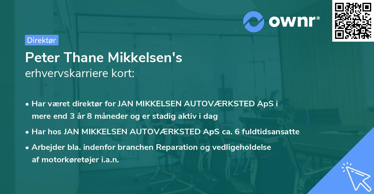 Peter Thane Mikkelsen's erhvervskarriere kort