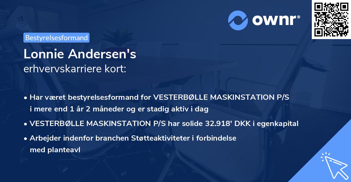Lonnie Andersen's erhvervskarriere kort