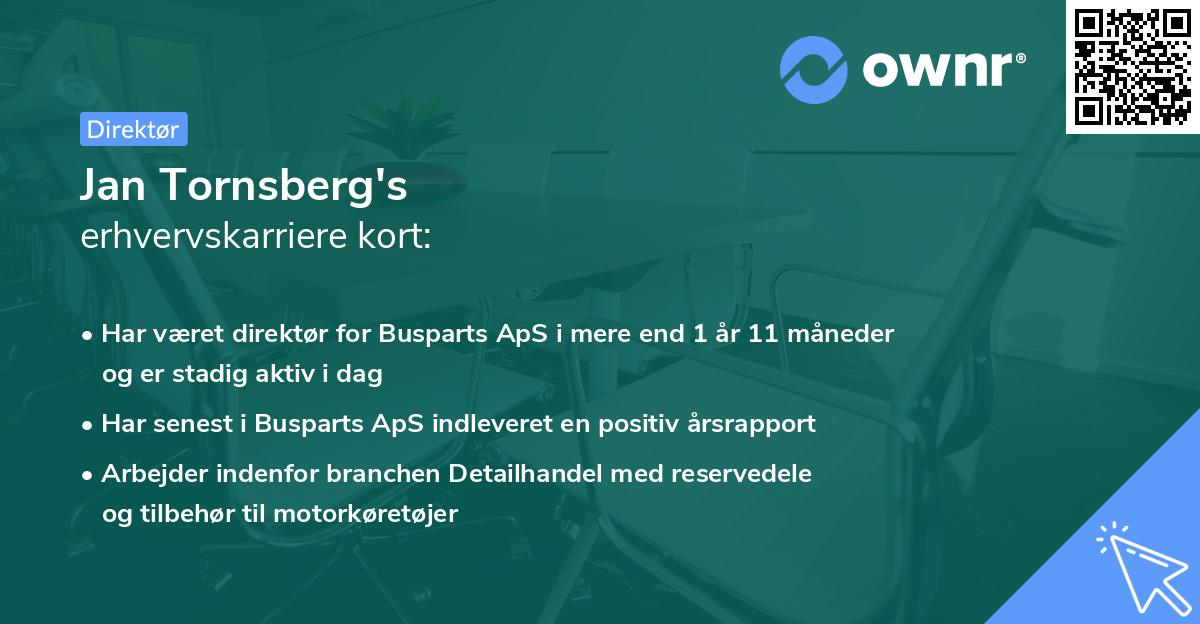 Jan Tornsberg's erhvervskarriere kort