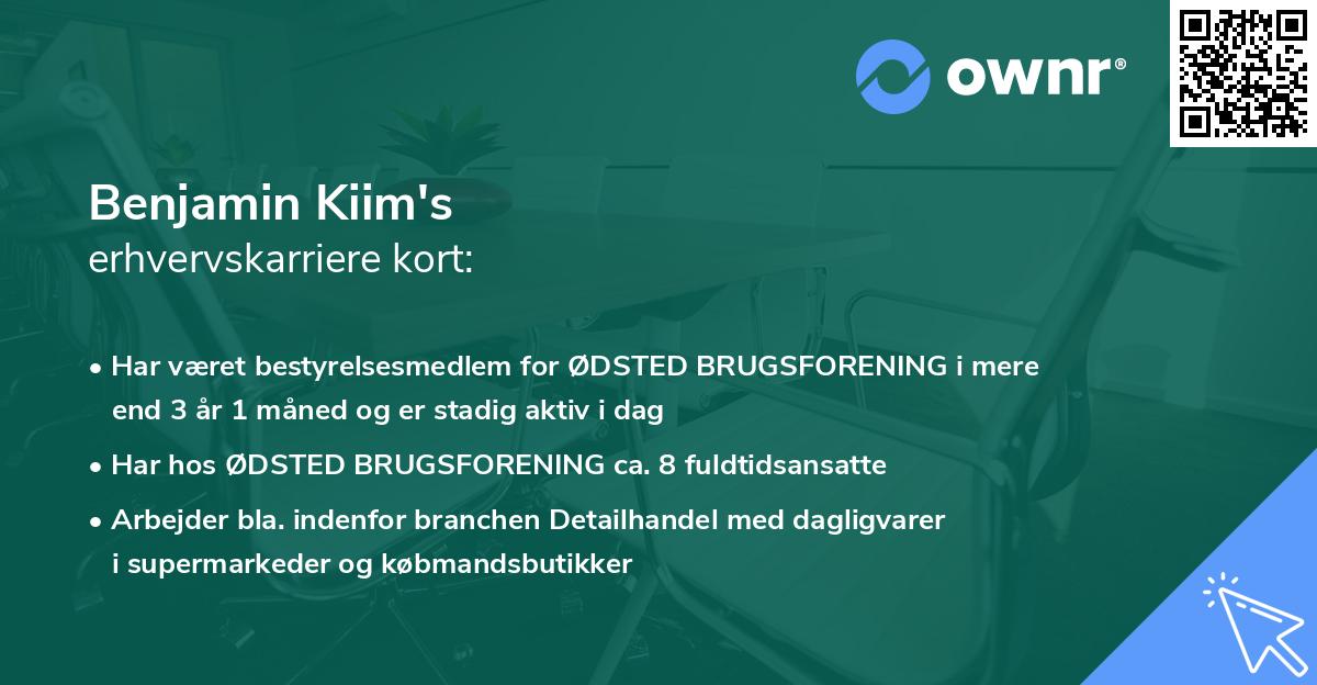 Benjamin Kiim's erhvervskarriere kort