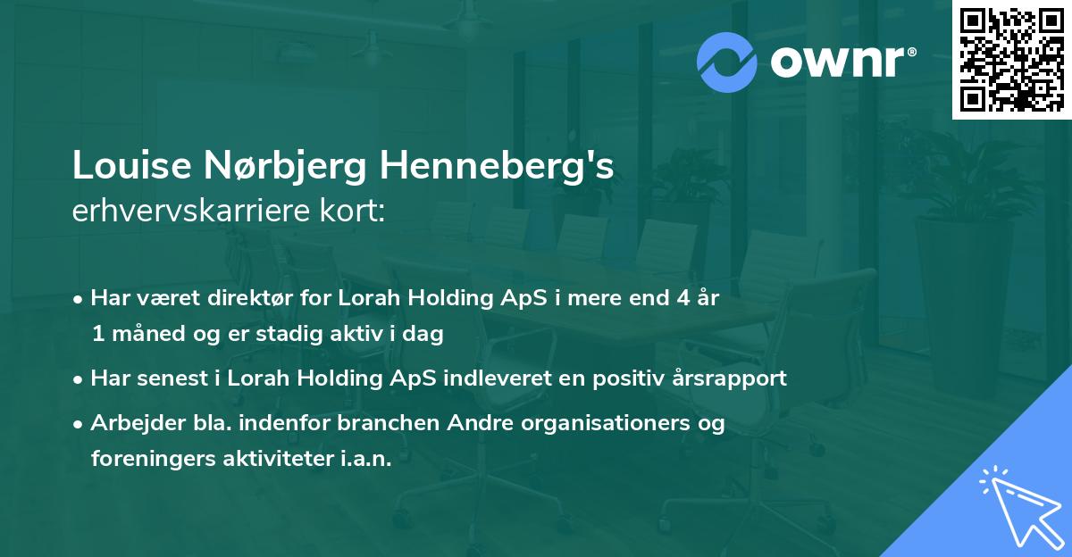 Louise Nørbjerg Henneberg's erhvervskarriere kort